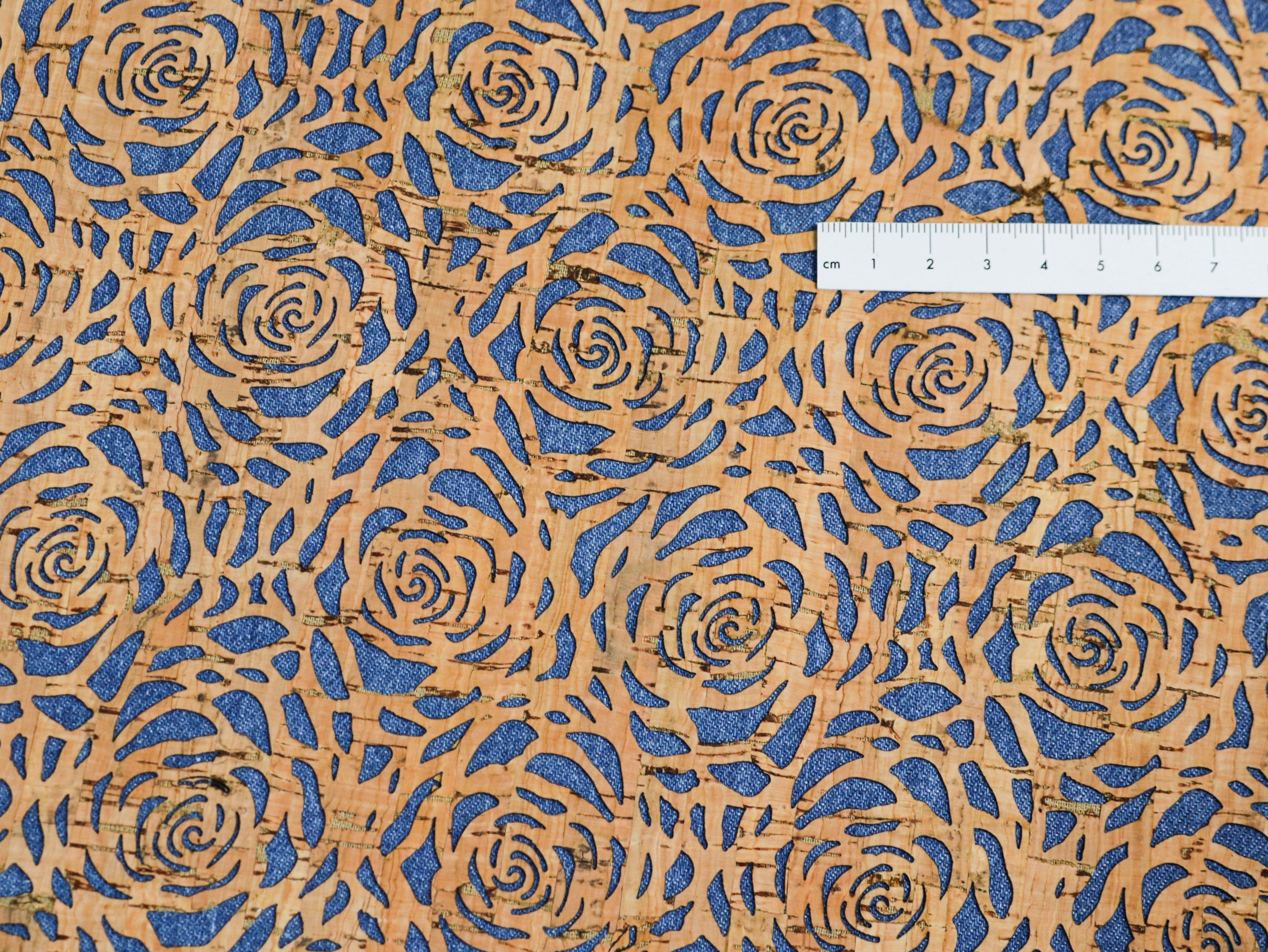 KORK Blume mit JEANS DENIM mit Abseite Abschnitt von 68 cm x 50 cm