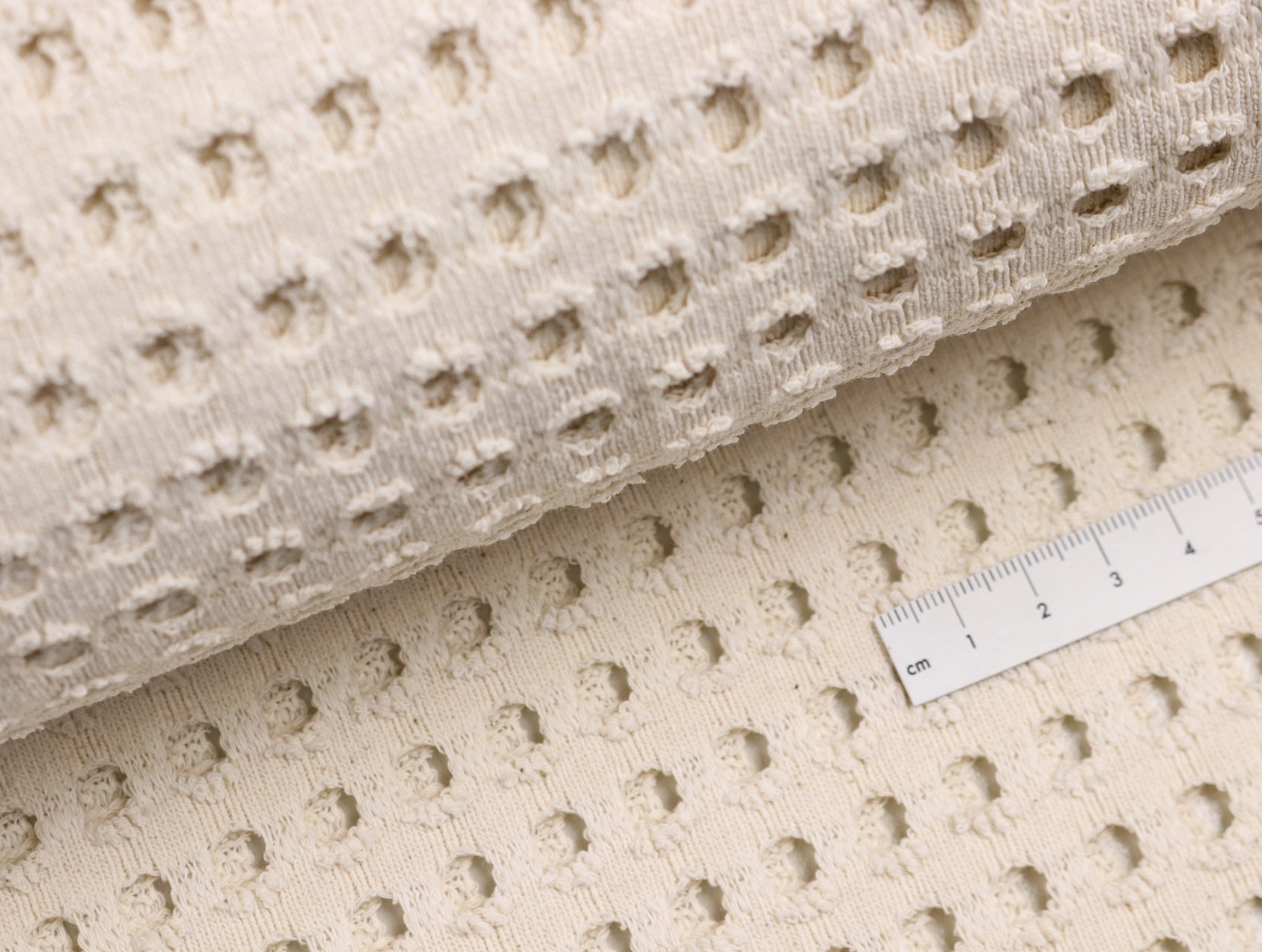 Baumwollspitze elastisch 98% Baumwolle * Beach * kleine Vierecke Muster NATUR
