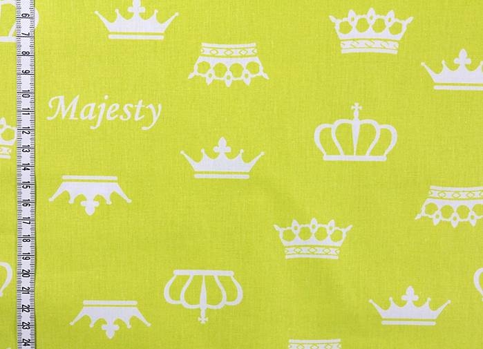 BAUMWOLLE Majesty Kronen auf Lime