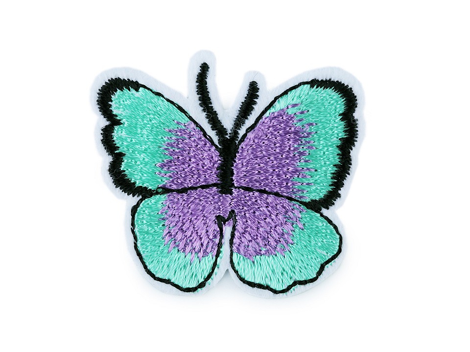 Applikation * Schmetterling * AQUA und LILA 3,6 x 4 cm