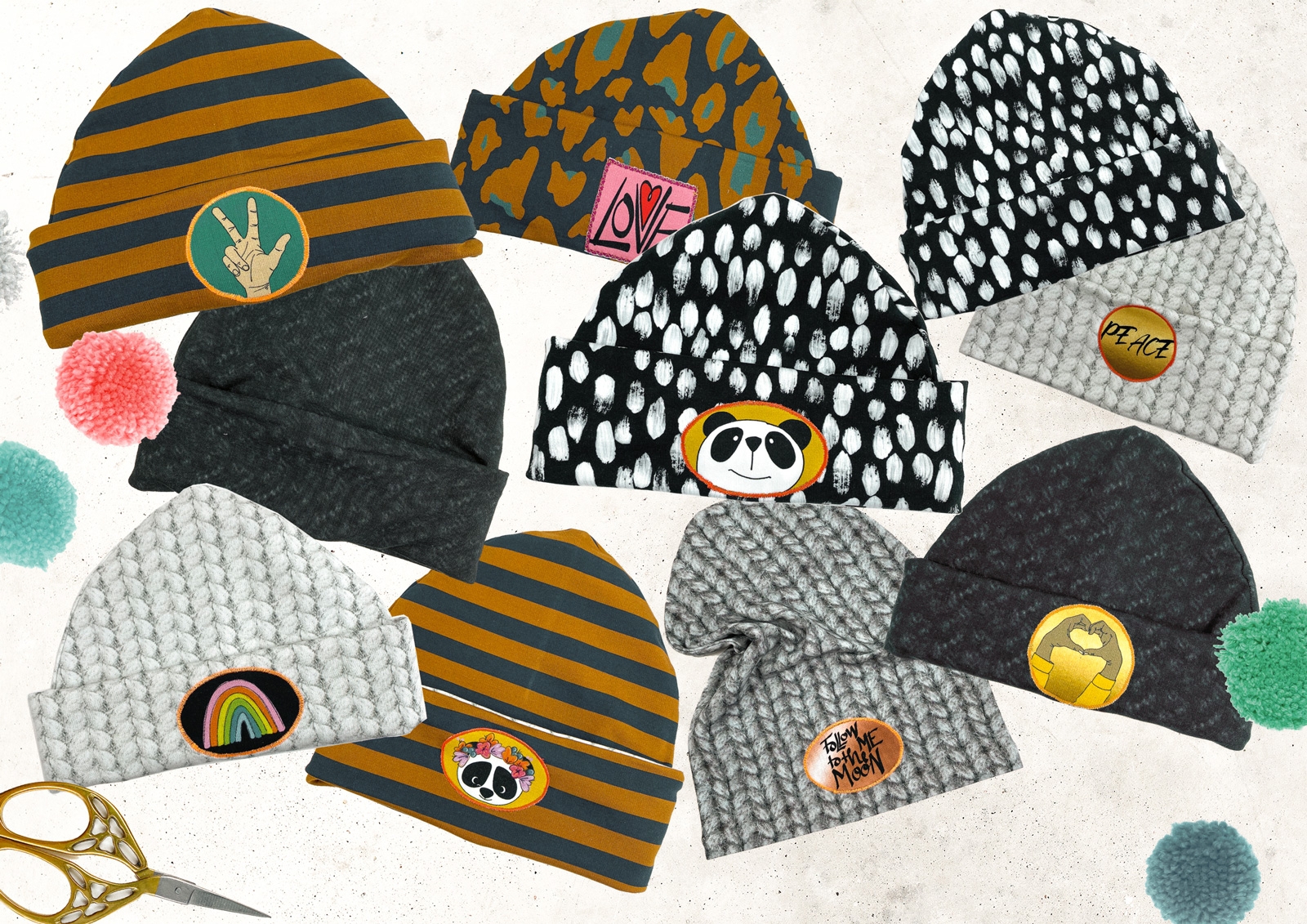 Sommersweat FRENCH TERRY ► Beanie Party by Cherry  Picking ◄ Mützen Paneel