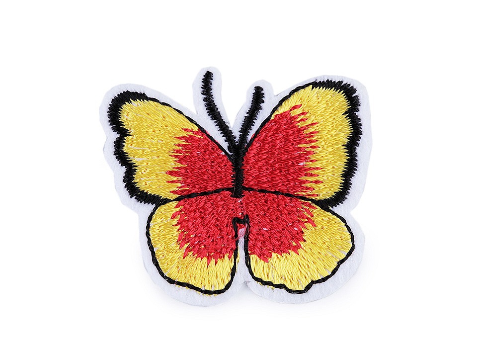 Applikation * Schmetterling * GELB und ROT 3,6 x 4 cm