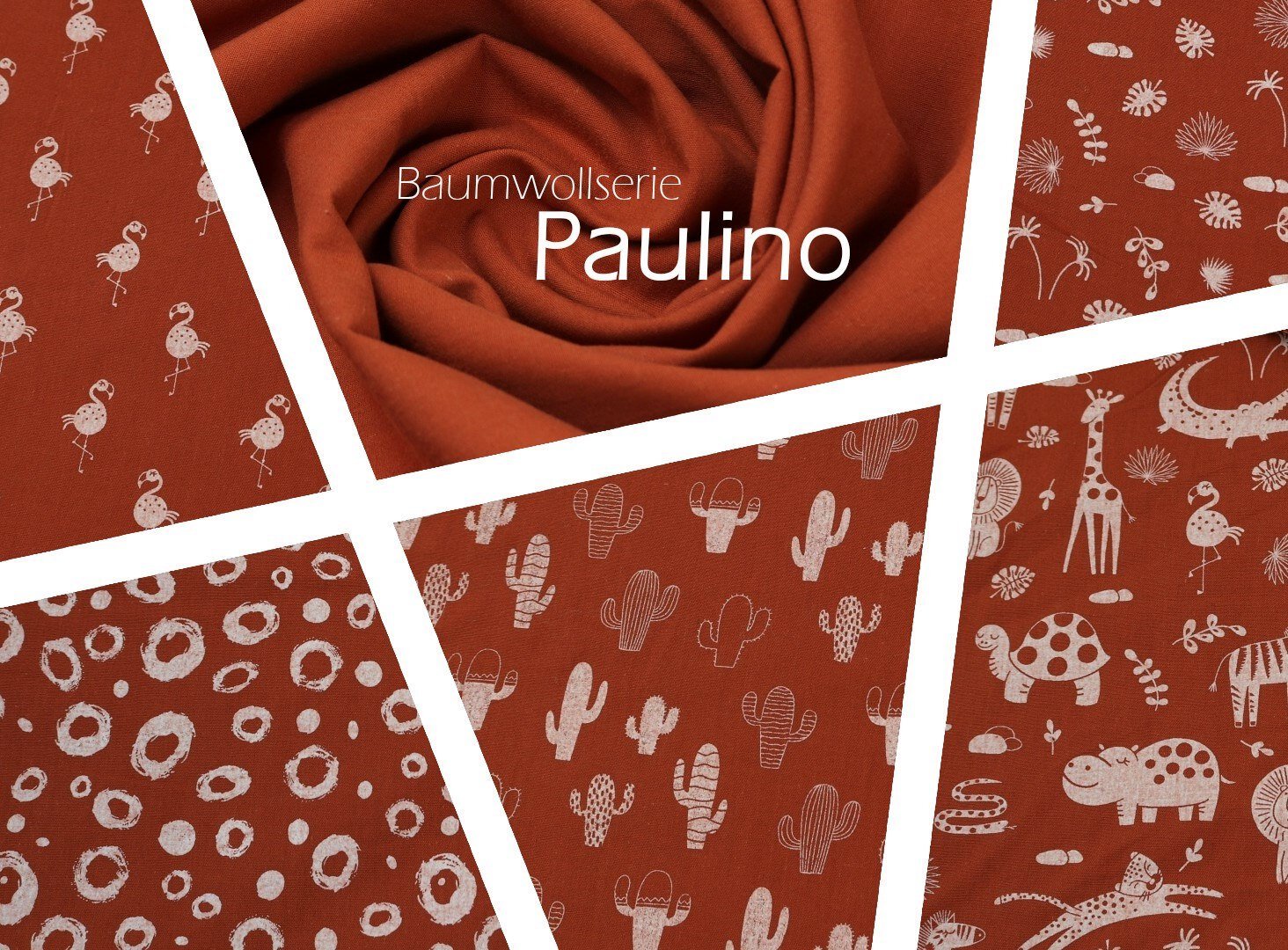Baumwolle Popeline ✂ Paulino ✂ Blätter WEIß auf TERRA