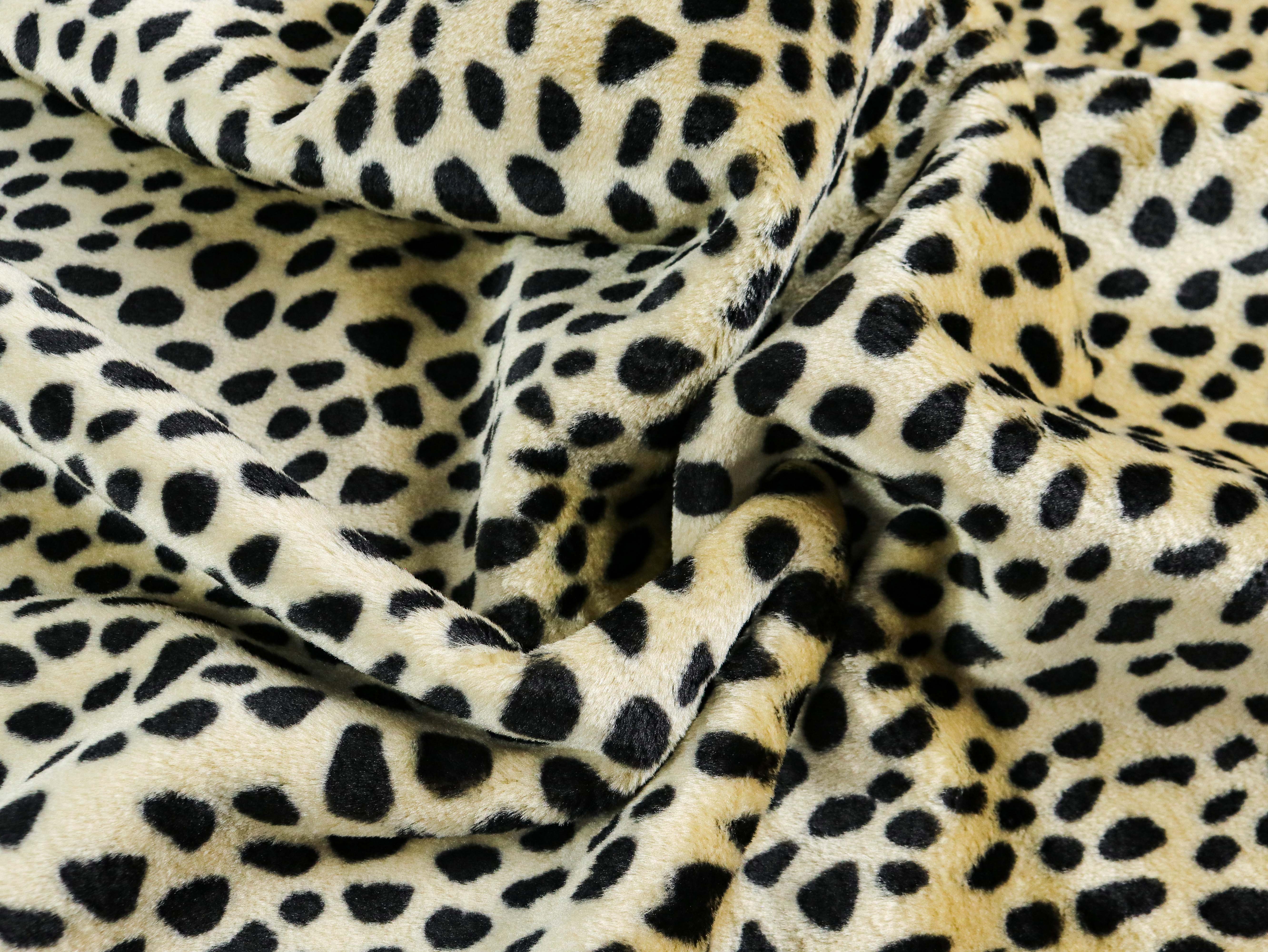PLÜSCH Leopard Katze schwarze Punkte auf BEIGE