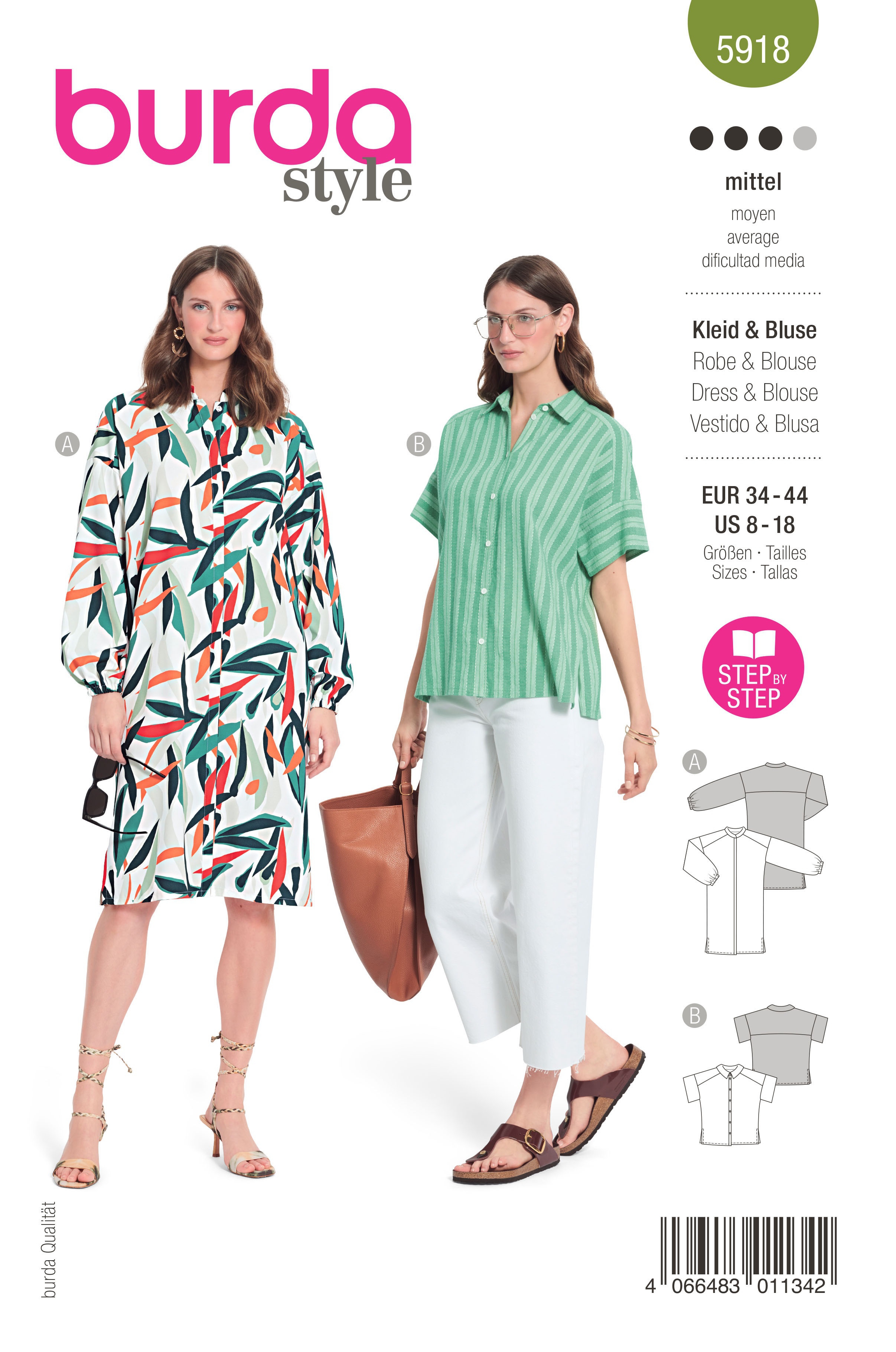 SCHNITTMUSTER BURDA Style Kleid & Bluse 5918