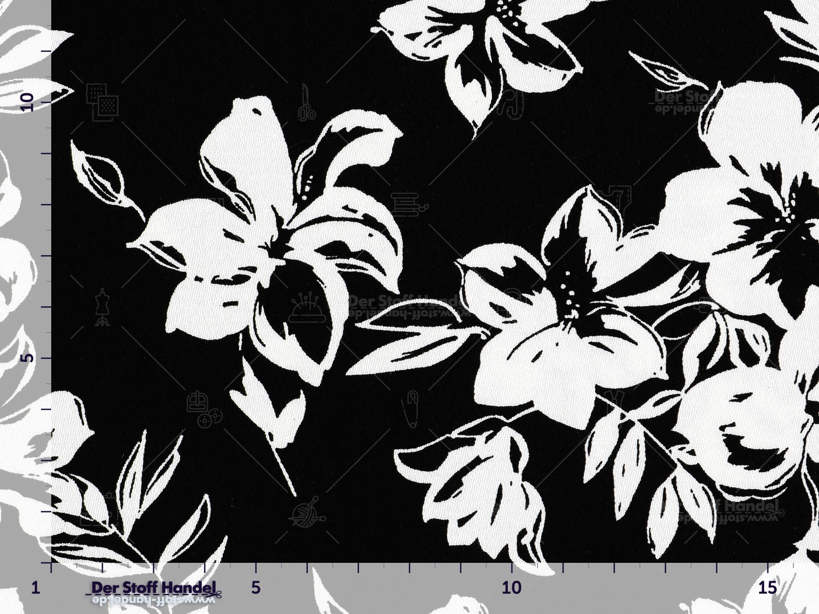 BAUMWOLLSATIN Blüten BLOOMA SCHWARZ