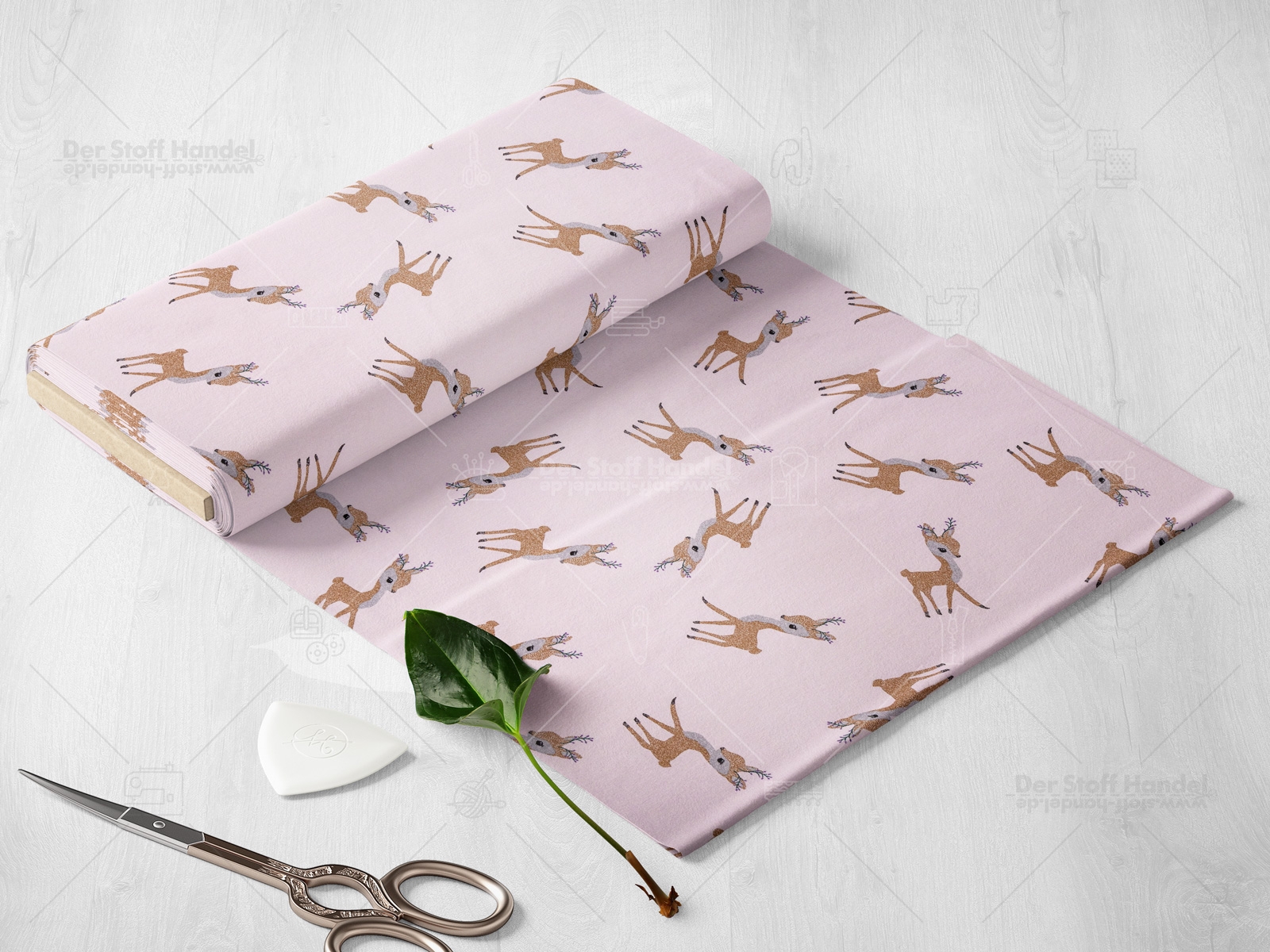 Sommersweat FRENCH TERRY ► Little Bambi ◄ Reh mit floralem Geweih ALTROSA