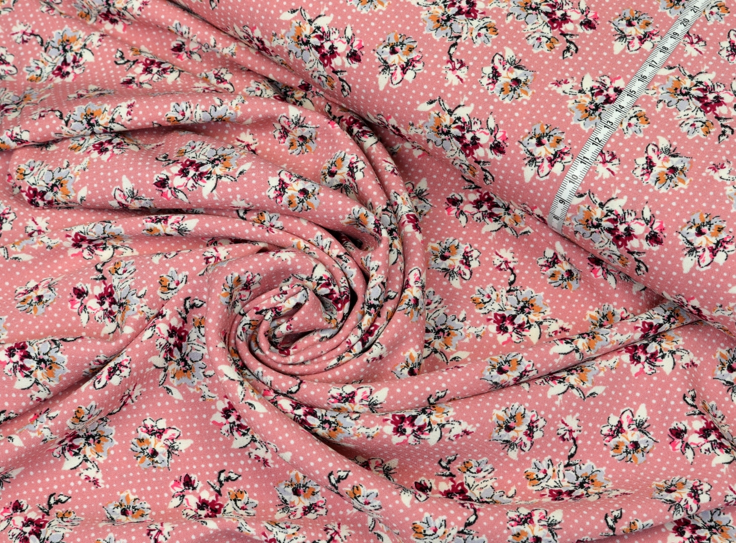 VISKOSE CREPE ❈ Amelie ❈ Blüten & Tupfen auf ROSA