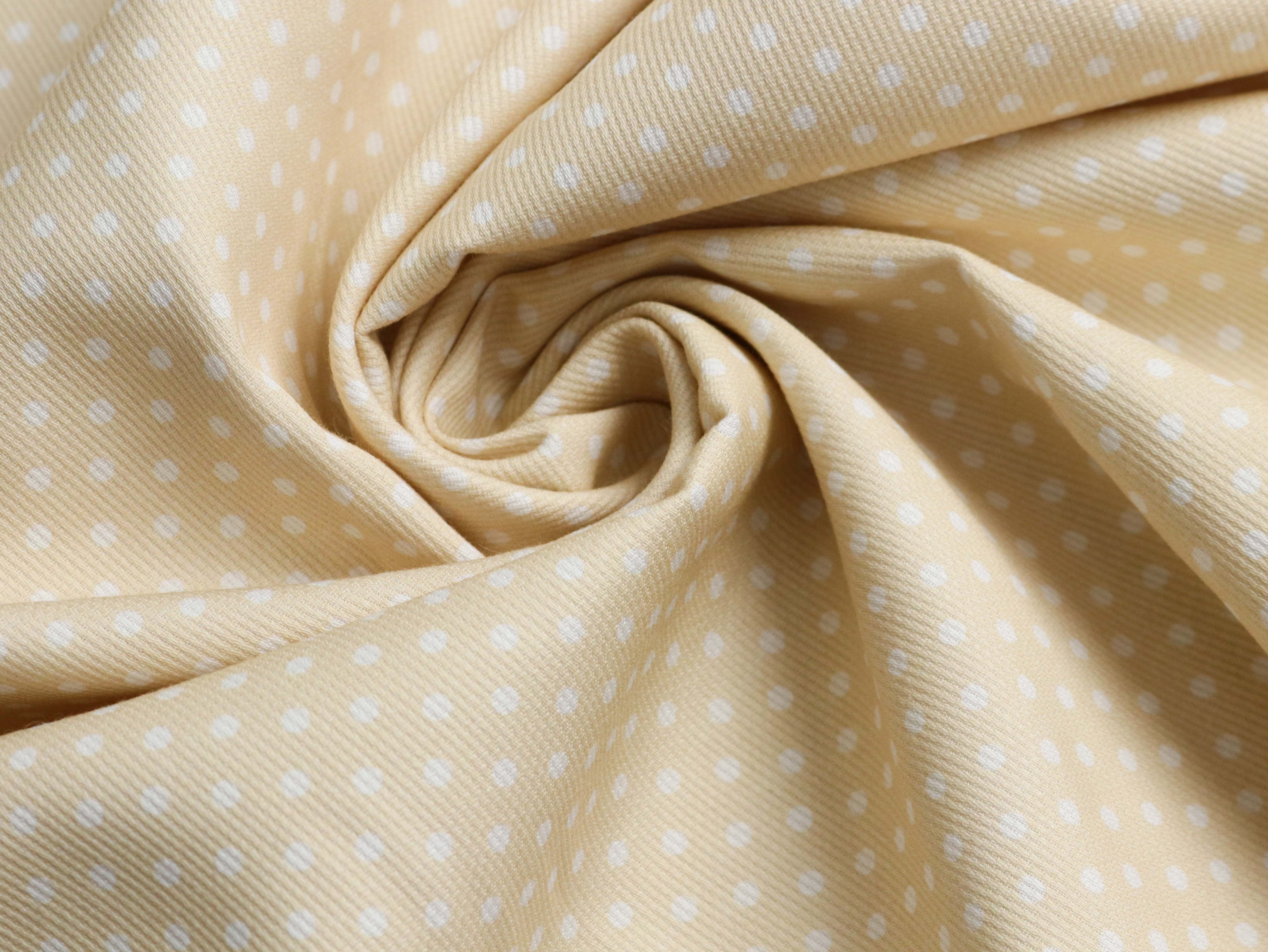 PIQUÉ Baumwolle 100% mit toller Struktur ❖ Finn&Lotte ❖ weiße Punkte auf HELLBEIGE/GELB