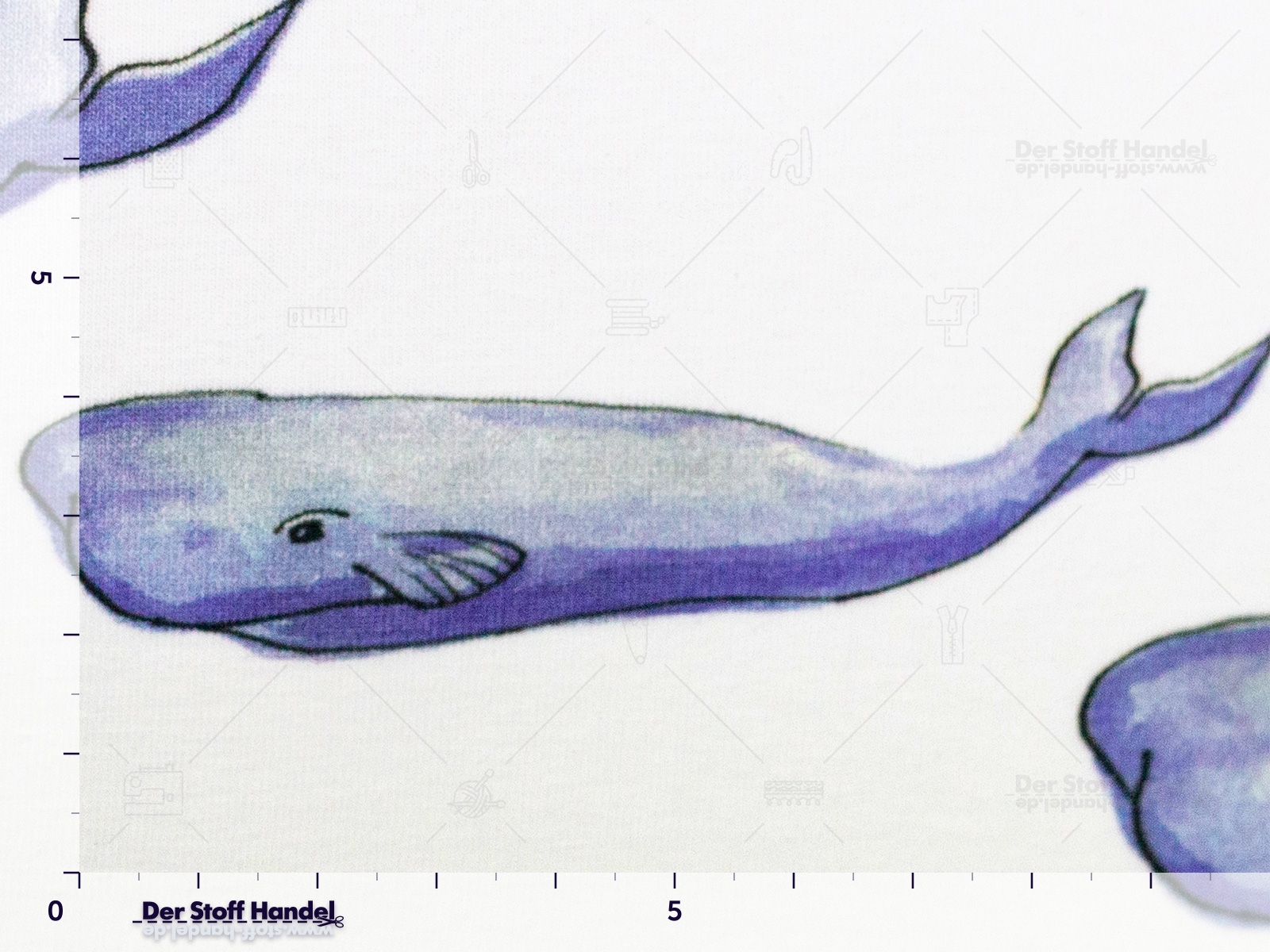 BAUMWOLLJERSEY ☺ Aquarell BERN ☺ große Wale auf NATURWEIß