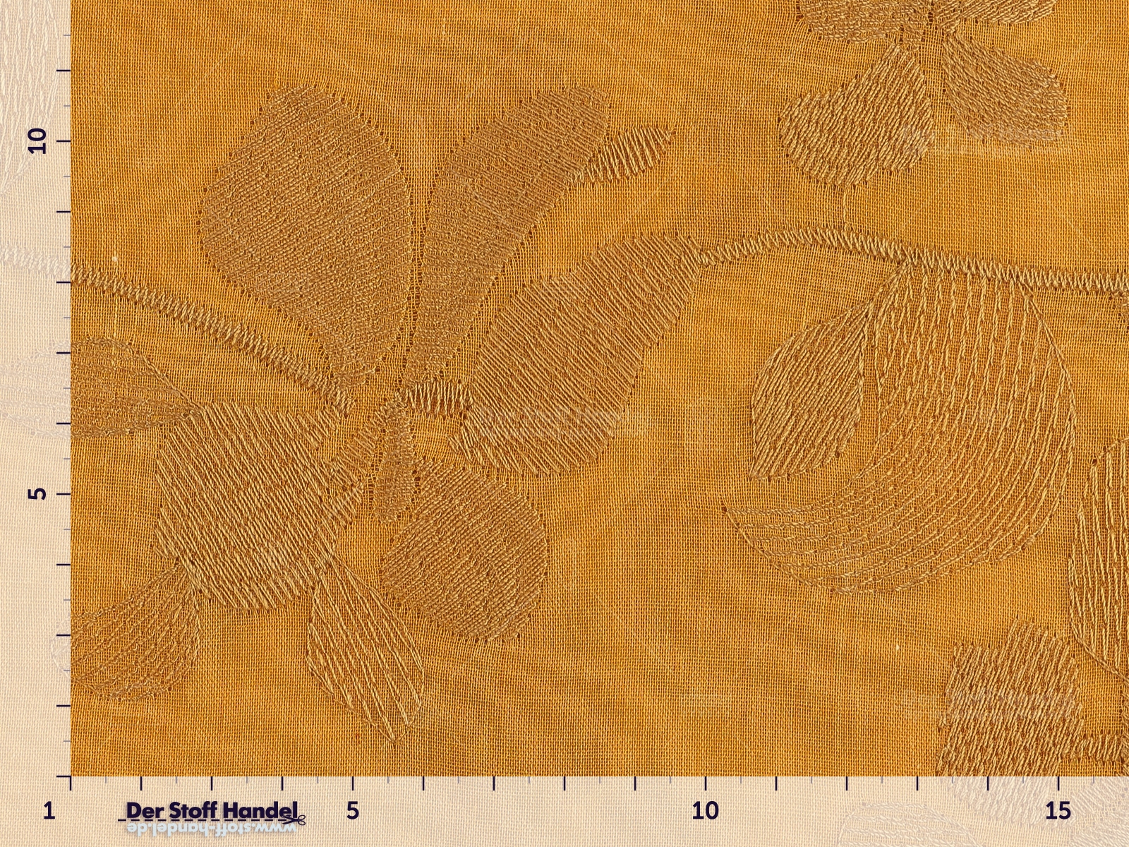 Polyester VOILE mit Schenstickerei ☼ Blumenranken auf SENF