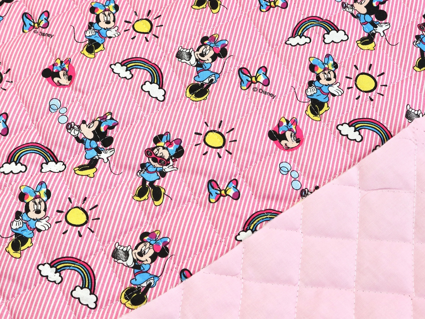 wattierte durchgesteppte Baumwolle -Disney- beidseitig verwendbar Minnie Mouse ROSA