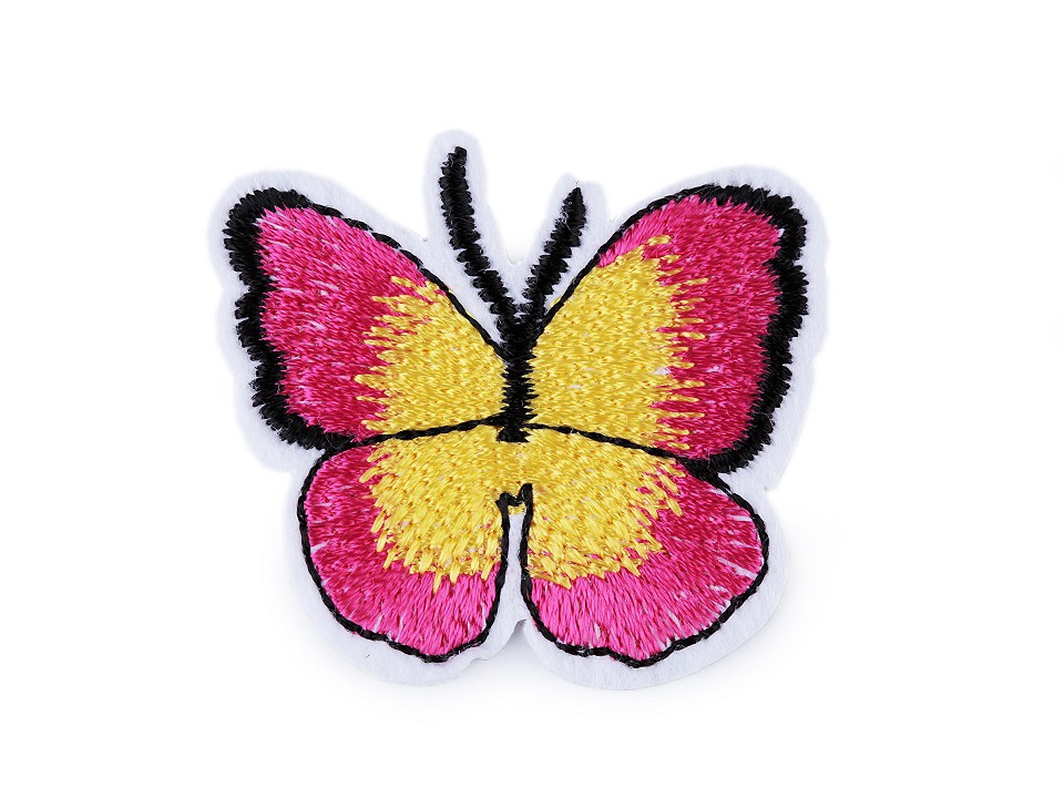 Applikation * Schmetterling * ROT und GELB 3,6 x 4 cm
