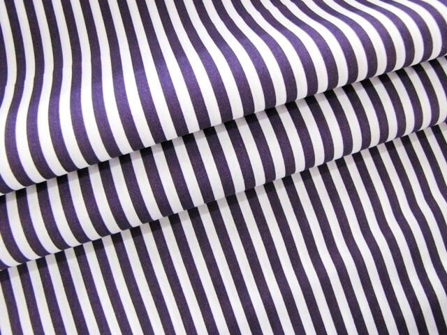 Baumwolle POPELINE - Streifen 5 mm - Purple/Weiß