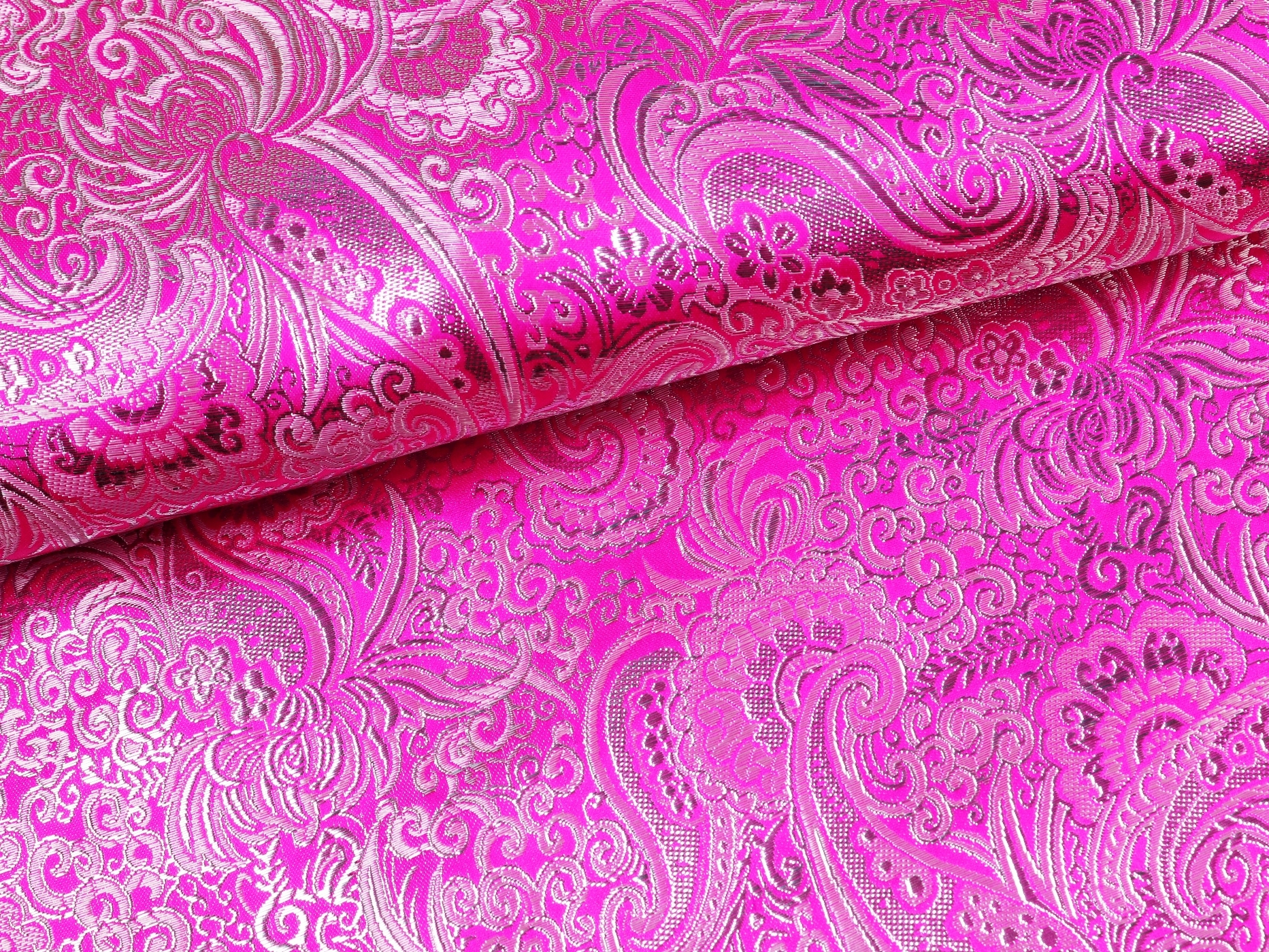 Jacquard Lurex Floral CACHEMIR Pink/Silber