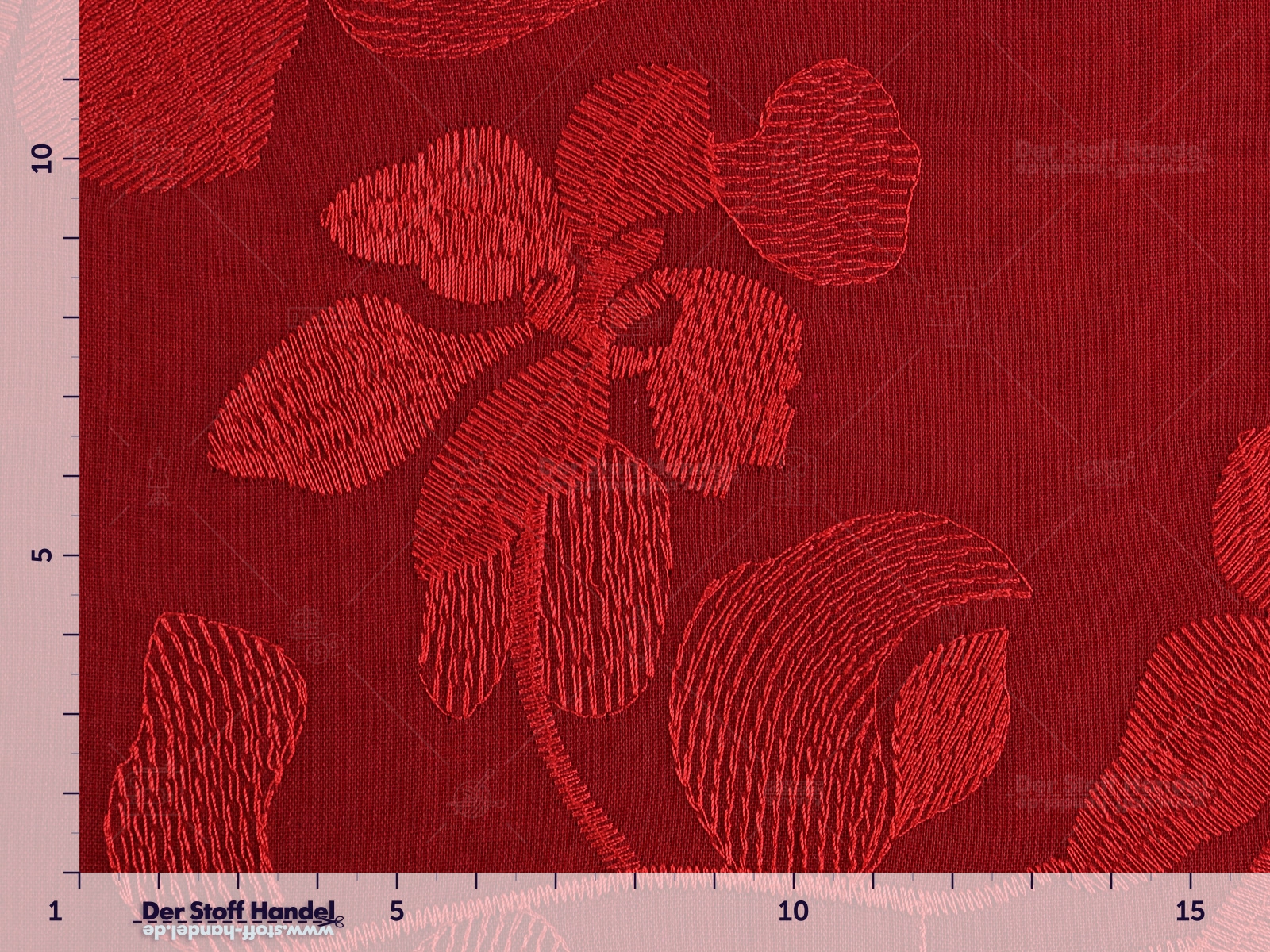 Polyester VOILE mit Schenstickerei ☼ Blumenranken auf ROT