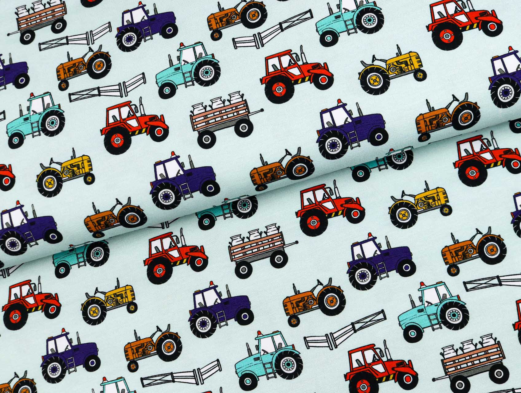 Jersey Baumwolljersey * Traktor * Traktoren & Anhänger auf MINT