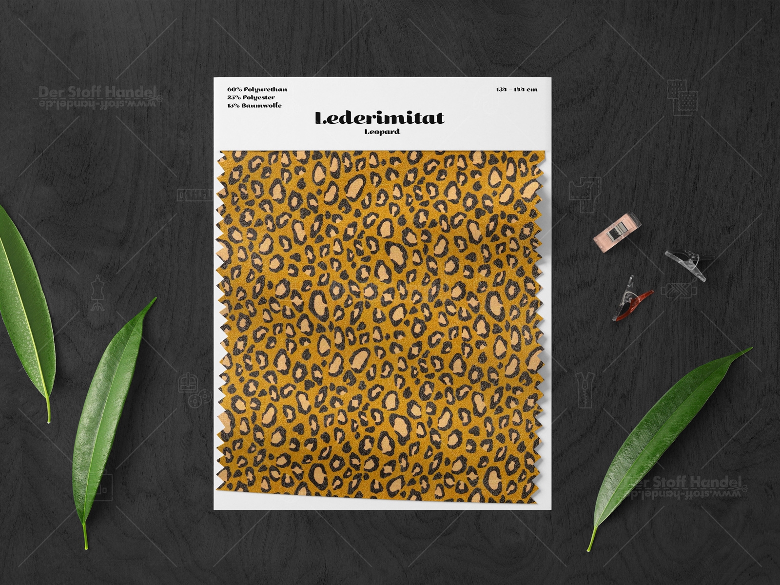 LEDERIMITAT ✂ Leo  ✂ Leopardenmuster OCKER DUNKELBRAUN