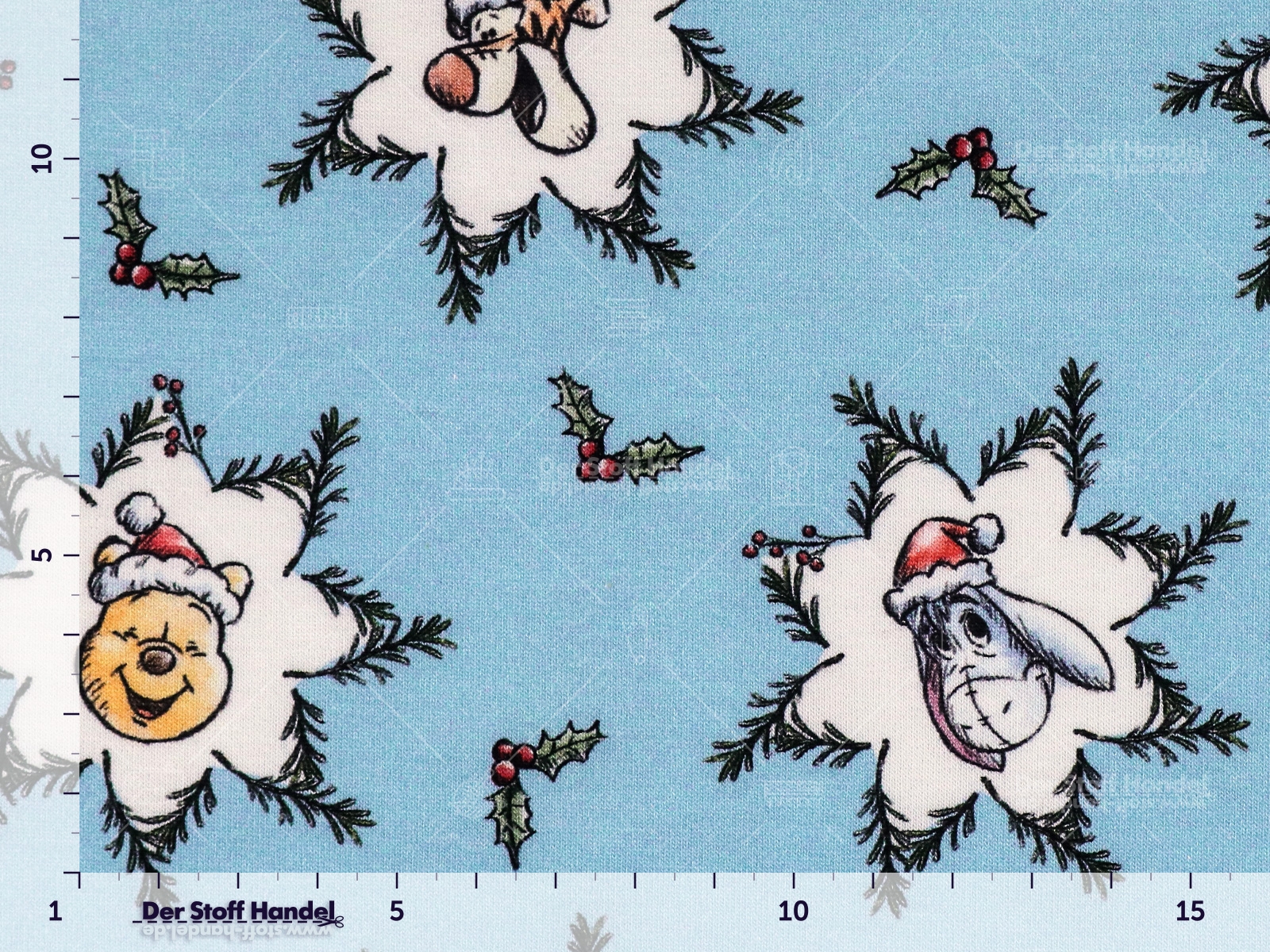 FRENCH TERRY ► Disneys Christmas Mood ♥ Winnie Pooh & Friends ◄ HELLBLAU