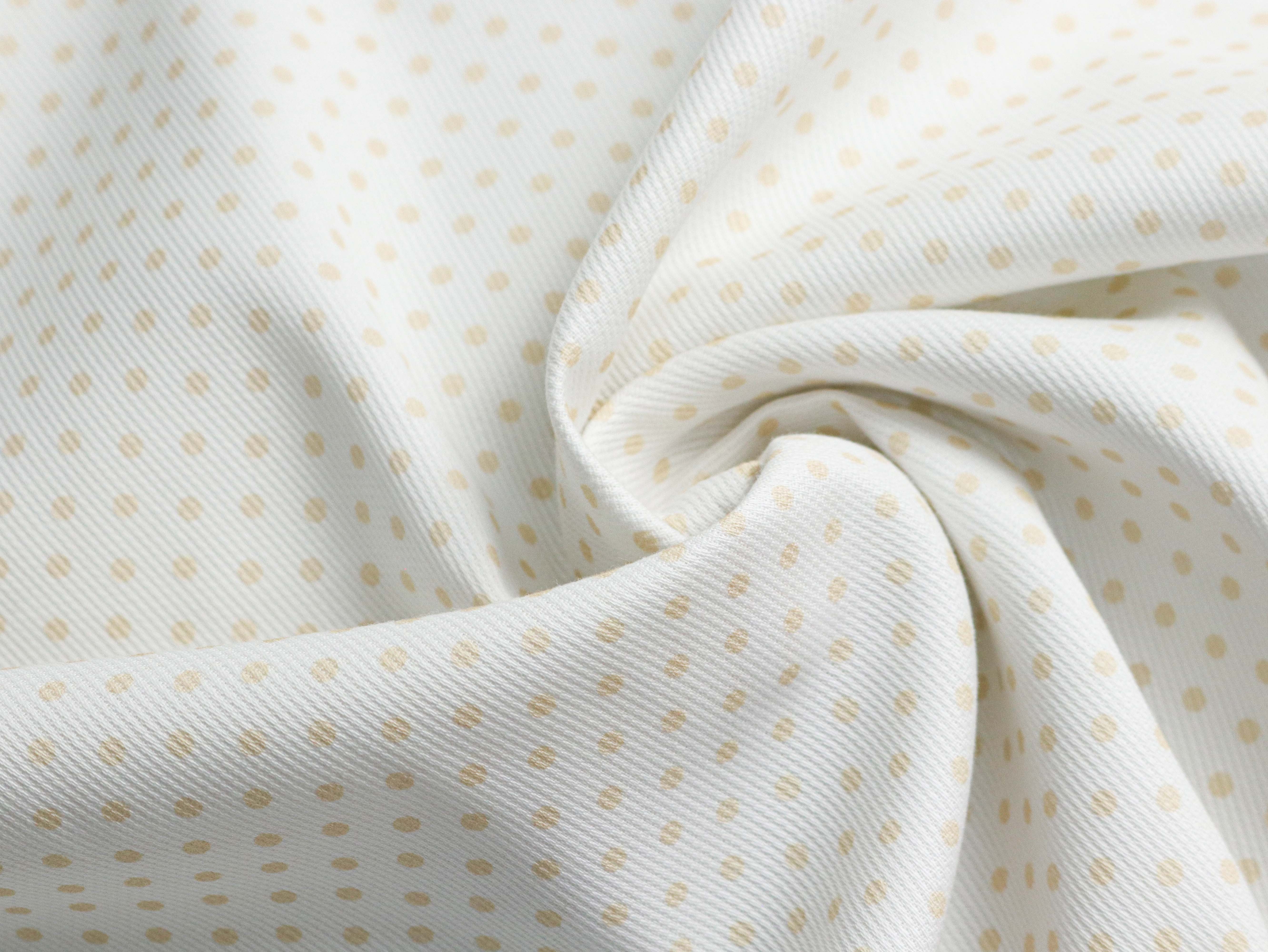 PIQUÉ Baumwolle 100% mit toller Struktur ❖ Finn&Lotte ❖ hellbeige/gelbe Punkte auf WEIß
