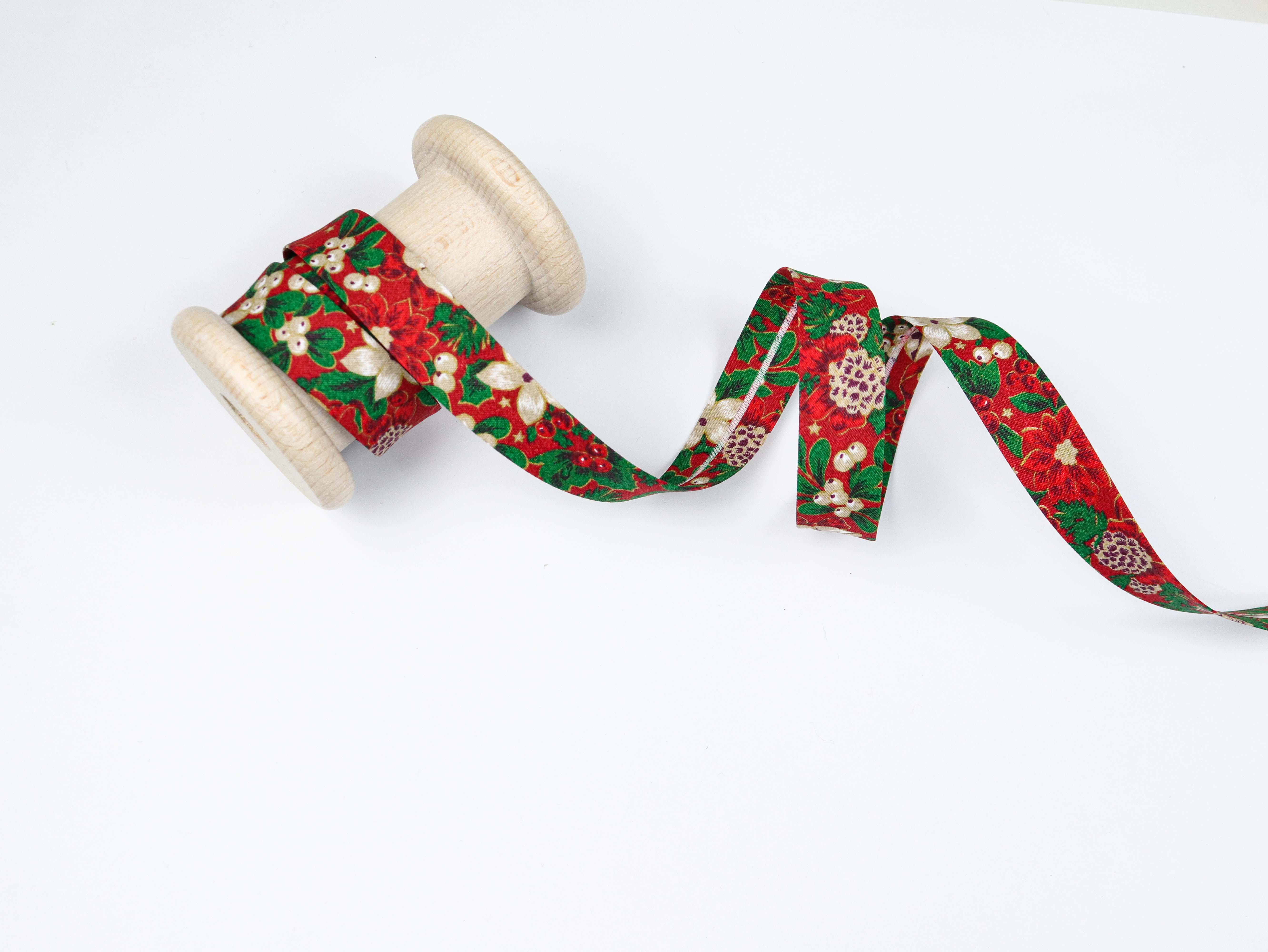 Schrägband Mistelzweig ca. 2 cm breit * Christmas * ROT