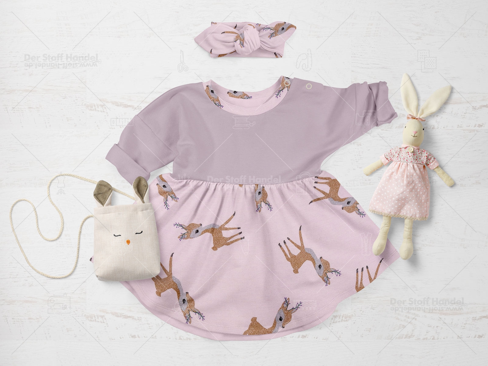 Sommersweat FRENCH TERRY ► Little Bambi ◄ Reh mit floralem Geweih ALTROSA