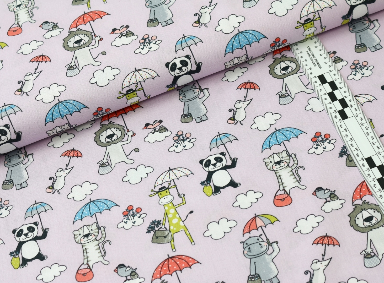 BAUMWOLLE ☂ Umbrella ☂ witzige Tiere mit Regenschhirm auf FLIEDER
