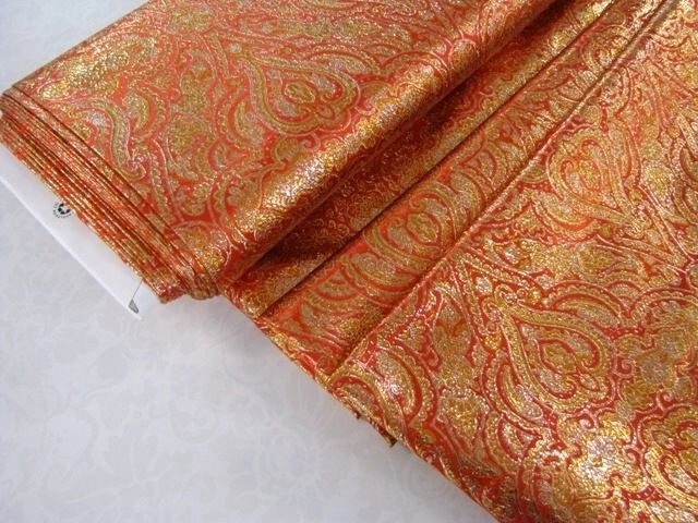Lurex Jacquard - Ornamente Rot/Gold