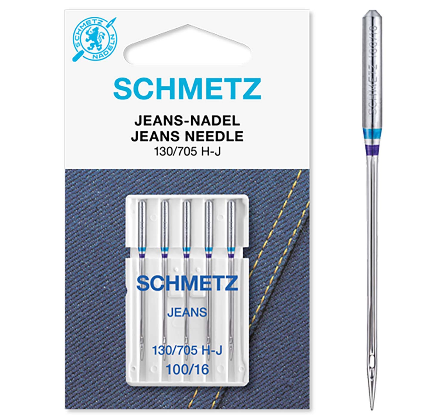 SCHMETZ Nähmaschinennadeln 5 Jeans-Nadeln 130/705 H-J 100/16