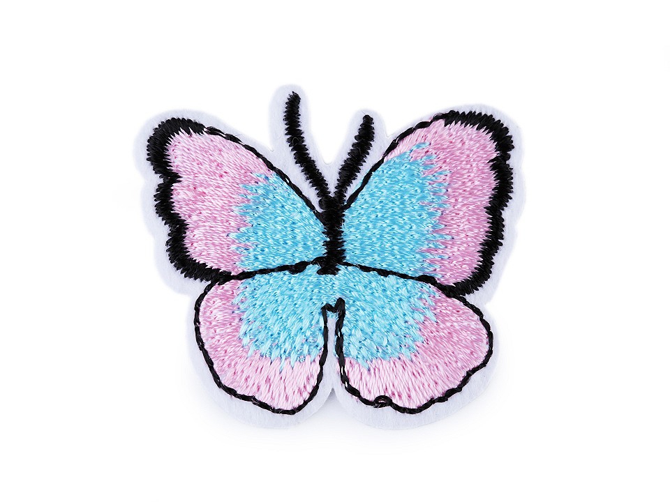 Applikation * Schmetterling * HELLROSA und TÜRKIS 3,6 x 4 cm