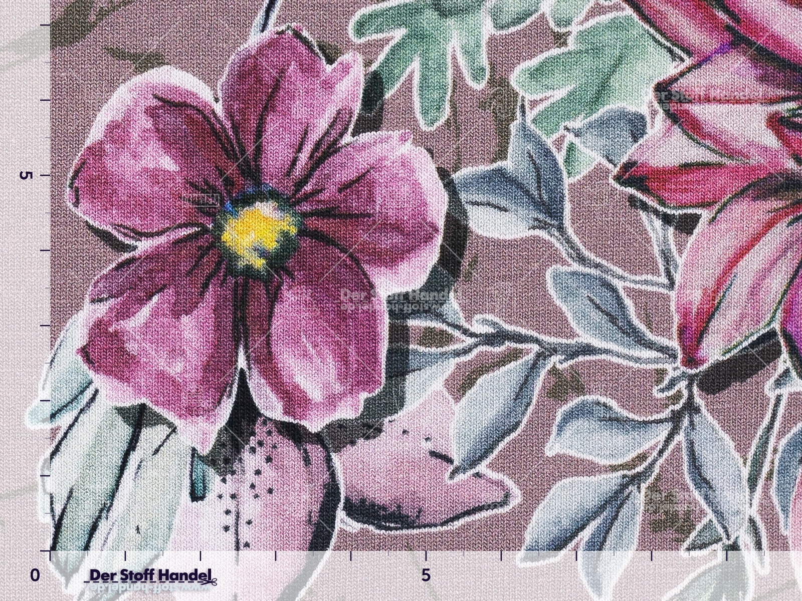 BAUMWOLLJERSEY ♥ Anneliese ♥ Watercolor Blumen auf ALTROSA