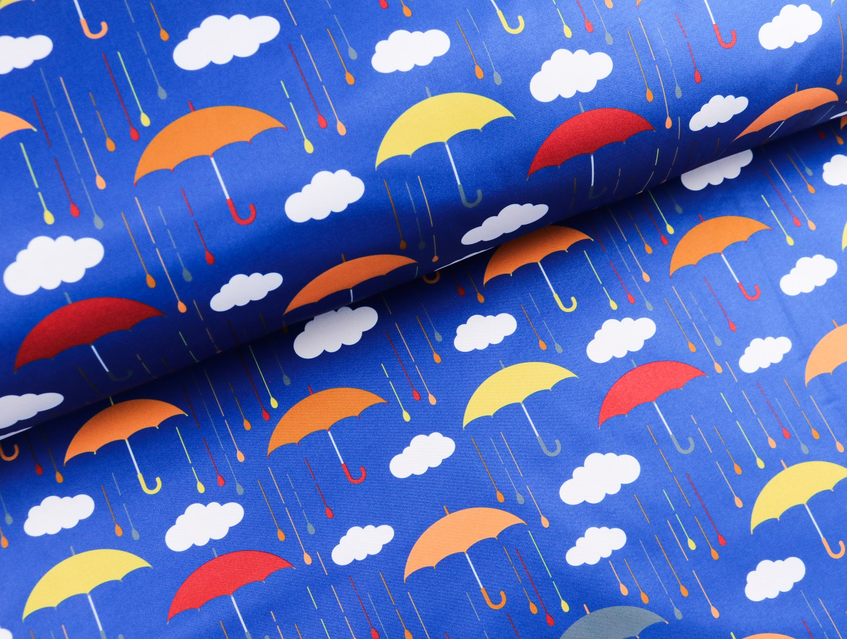 SOFTSHELL ☂ Fiete ☂ bunte Regenschirme auf BLAU