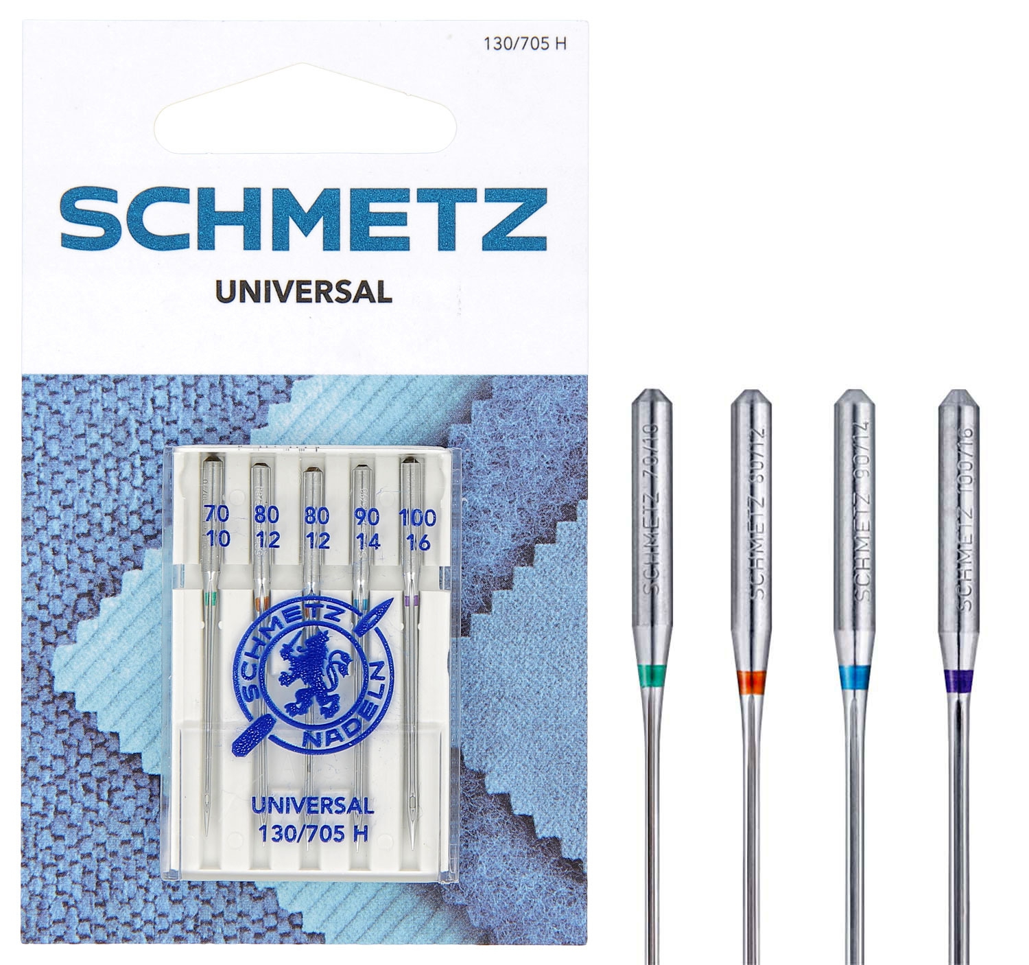 SCHMETZ Nähmaschinennadeln sortiert 5 Universal-Nadeln 70/10-100/16, 130/705 H