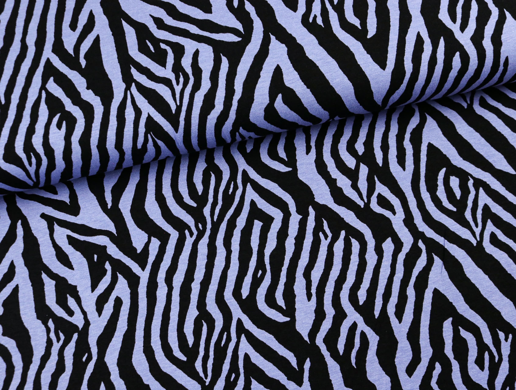 Viskosejersey * Leonie * Zebra schwarz auf RAUCHBLAU