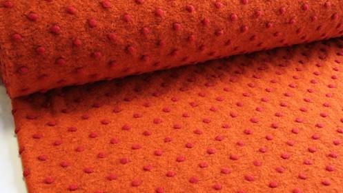 Wolle - Walkloden Punkte Rot auf Orange